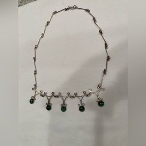 Sterling 925 Silver Necklace 18 inches With Malachite gemstones